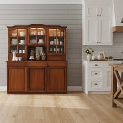 Широк бюфет с четири витрини и три долни врати по поръчка Shirok buffet s chetiri vitrini i tri dolni vrati po poruchka