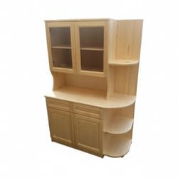 Кухненски бюфет с витрина чекмеджета и заоблени рафтове по поръчка Kuhnesnki buffet s vitrina chekmedjeta i zaobleni rafove po poruchka