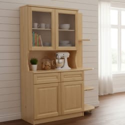 Кухненски бюфет с витрина чекмеджета и заоблени рафтове по поръчка Kuhnesnki buffet s vitrina chekmedjeta i zaobleni rafove po poruchka