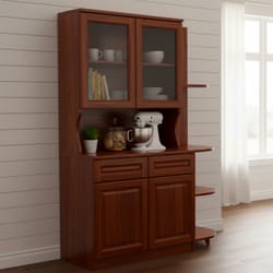 Кухненски бюфет с витрина чекмеджета и заоблени рафтове по поръчка Kuhnesnki buffet s vitrina chekmedjeta i zaobleni rafove po poruchka