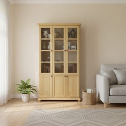 Висока витрина с три стъклени врати и три долни шкафа по поръчка Visoka vitrina s tri stykleni vrati i tri dolni shkafa po poruchka