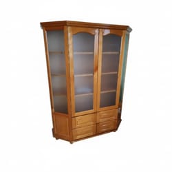 Висока витрина с две стъклени врати чекмеджета и ъглова част по поръчка Visoka vitrina s dve stykleni vrati chekmedjeta i yglova chast po poruchka