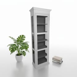 Тясна висока витрина с рафтове и стъклена врата по поръчка Tiasna visoka vitrina s rafove i staklena vrata po poruchka