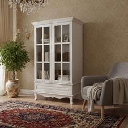 Висока витрина с извити крака и стъклени врати по поръчка Visoka vitrina s izviti kraka i stykleni vrati po poruchka