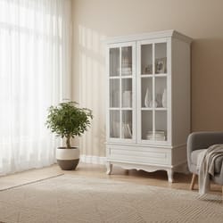 Висока витрина с извити крака и стъклени врати по поръчка Visoka vitrina s izviti kraka i stykleni vrati po poruchka