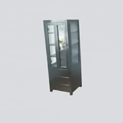 Висока витрина с две стъклени врати чекмеджета и странични рафтове по поръчка Visoka vitrina s dve stykleni vrati chekmedjeta i stranichni rafove po poruchka