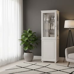 Висока тясна витрина със стъклена врата и долен шкаф по поръчка Visoka tiasna vitrina sys staklena vrata i dolen shkaf po poruchka