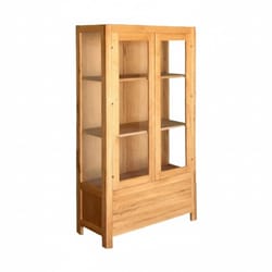 Висока витрина с две стъклени врати и шкаф с чекмеджета по поръчка Visoka vitrina s dve stykleni vrati i dolen chekmedje viden shkaf po poruchka