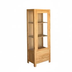 Тясна висока витрина с рафтове и чекмедже по поръчка Tiasna visoka vitrina s rafove i chekmedje shkaf po poruchka