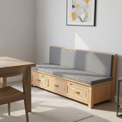 Пейка от масив с 3 чекмеджета тапицирана по поръчка