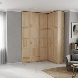 Ъглов гардероб по поръчка от масив