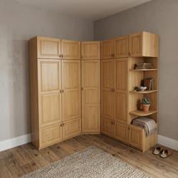 дървен гардероб по поръчка ъглов