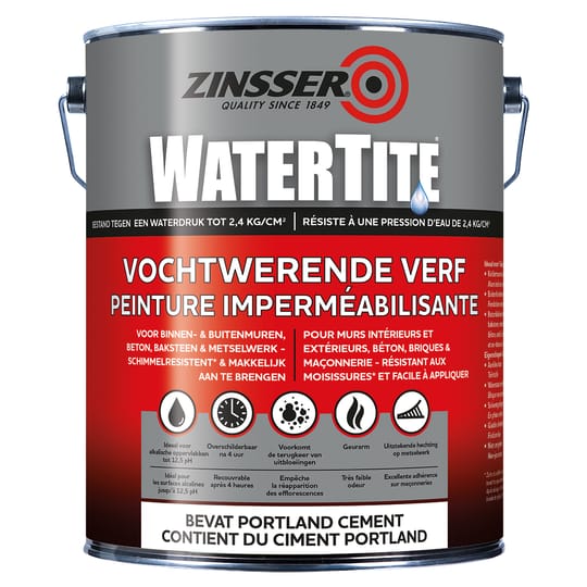 ZINSSER® WATERTITE® Хидроизолационна боя, подходяща за мазета и подземия с подпочвени води 
